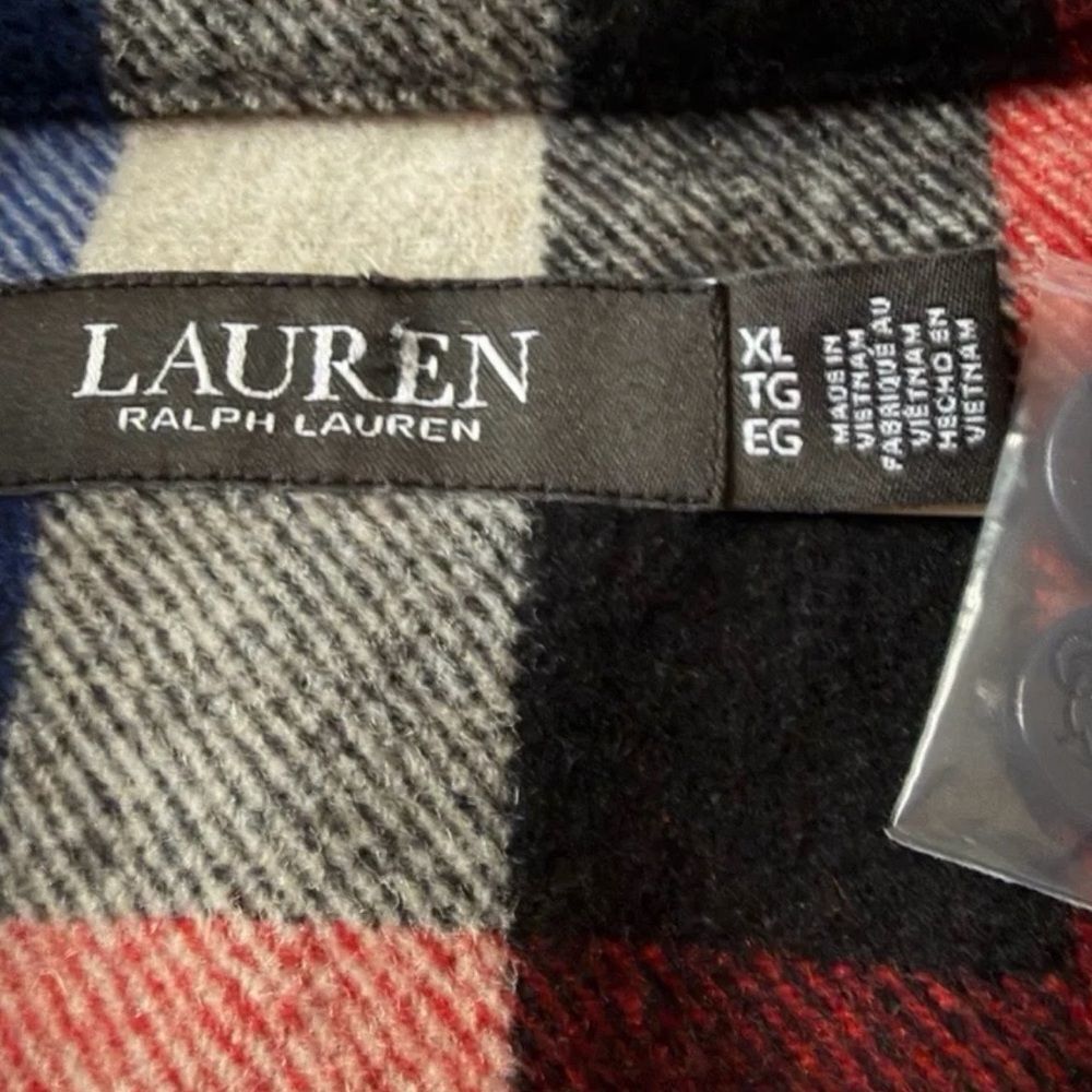 NWT Lauren Ralph Lauren Women’s Buffalo Check Belted Shirt Jacket XL - Picture 9 of 11